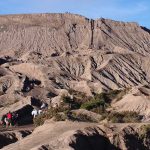 Climbing the stairs to Mt. Bromo's crater in Indonesia