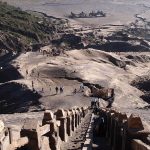 Climbing the stairs to Mt. Bromo's crater in Indonesia