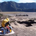 Climbing to the crater of Mt. Bromo in Indonesia