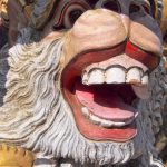 Some of the colorful statues inside Pura Ulun Danu Batur