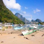 Tour boats docked at El Nido Beach Palawan