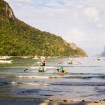 Tour boats docked at El Nido Beach Palawan