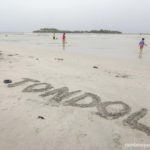 My sand writing at Tondol White Sand Beach