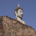 One of two Buddha's guarding the entrance to Wat Yai Chai Mongkhol's main temple
