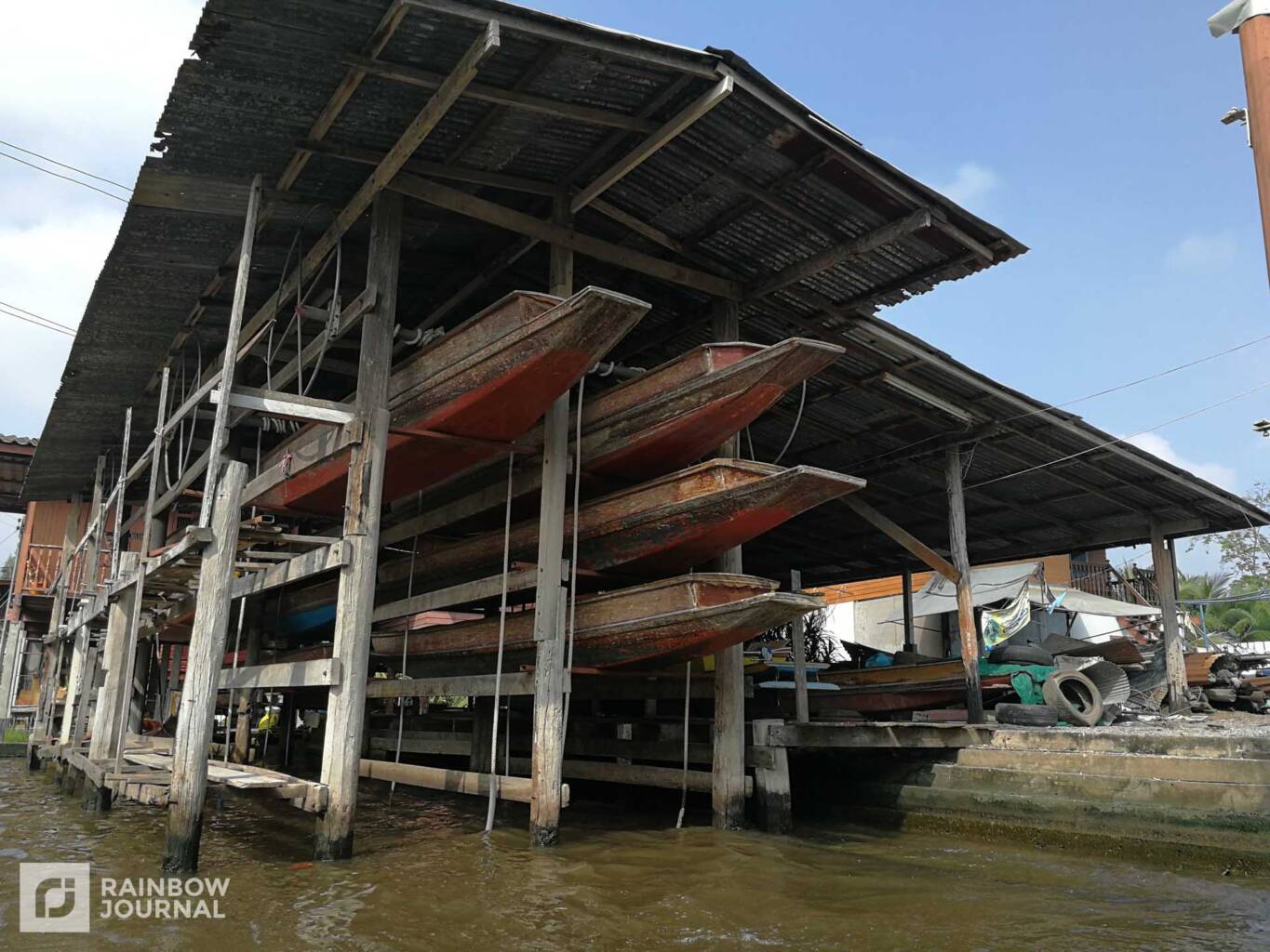 Boats stacked on top pf each other