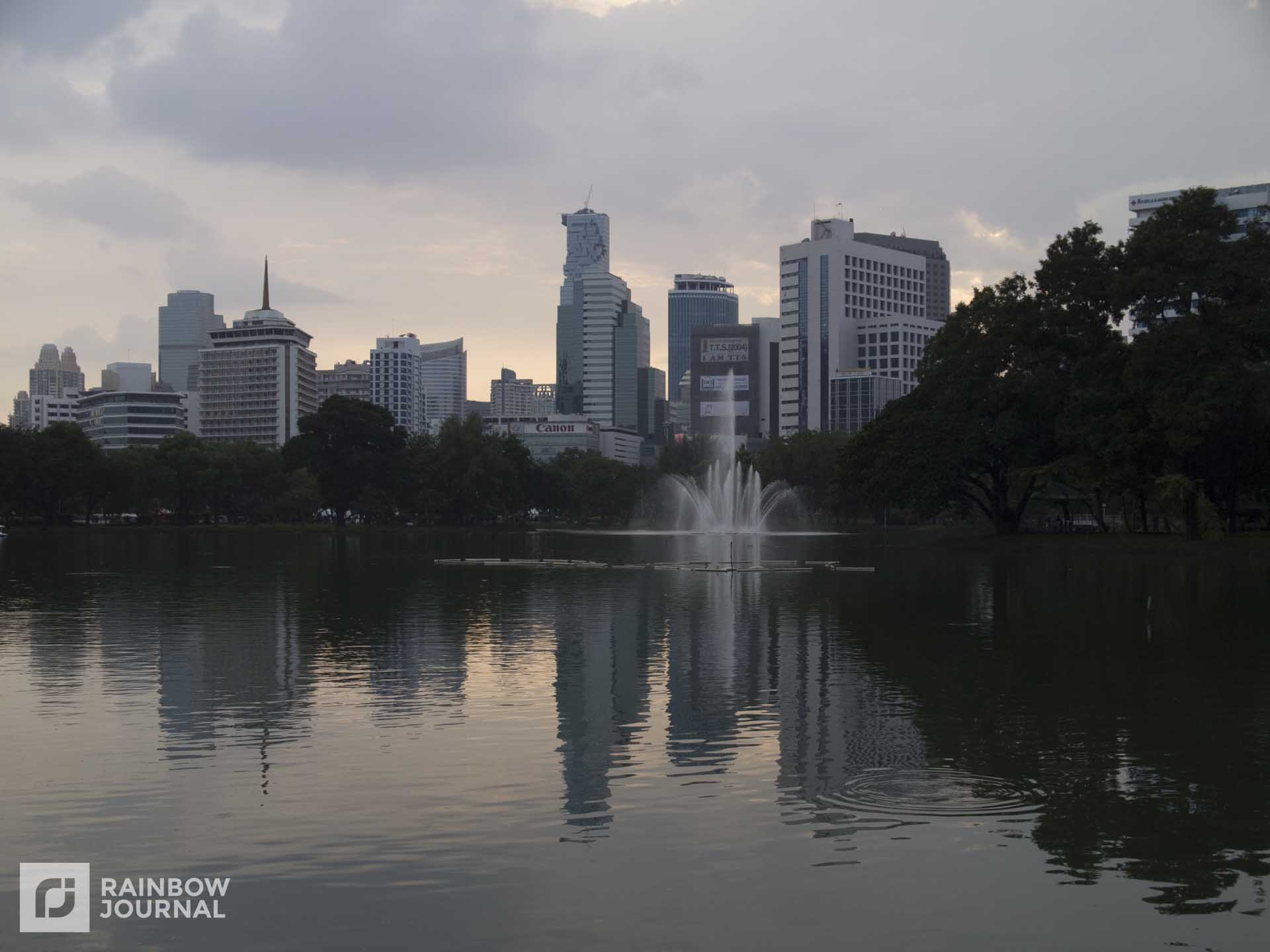 Lake surrounded by buildings
